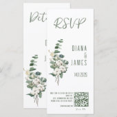 Carte Feuille de verdure élégant Mariage RSVP QR code (Devant / Derrière)