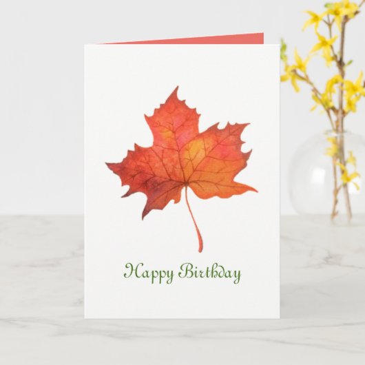 Carte Feuille d'érable aquarelle (Fleur jaune)