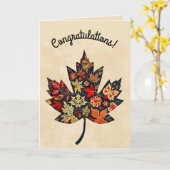 Carte Feuille d'érable d'art folklorique modifiable (Fleur jaune)