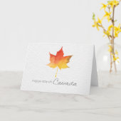 Carte Feuille d'érable heureuse d'aquarelle de jour du (Fleur jaune)