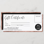 Carte Feuille d'or rose moderne logo de certificat cadea (Devant / Derrière)