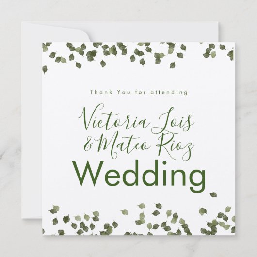 Carte Feuille en chute Merci Mariage rustique (Devant)