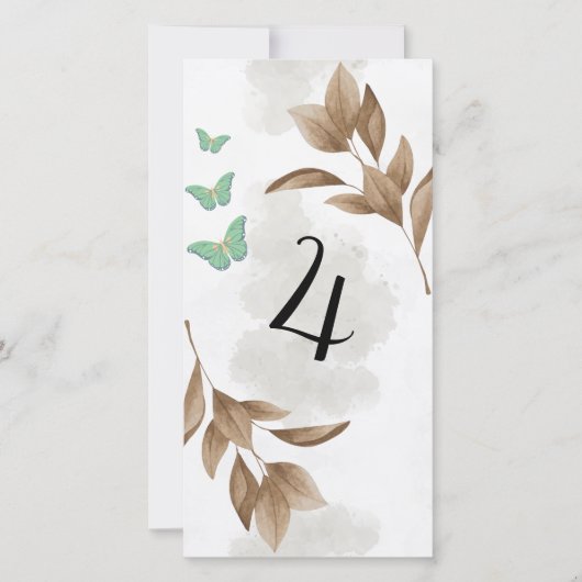 Carte Feuille et papillon vert poussiéreux Table sans ca (Devant)