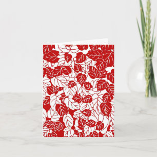 Carte Feuille japonaise, rouge foncé et blanc