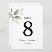 Carte Feuille Mariage Aquarelle verte (Devant / Derrière)