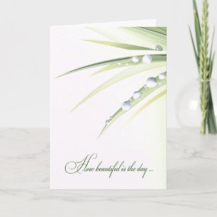 Carte Feuille mariage avec gouttelettes d'eau