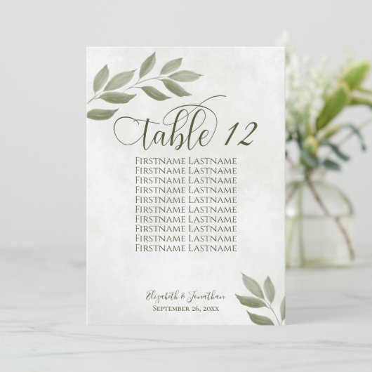 Carte Feuille Mariage de siège vert (Debout devant)