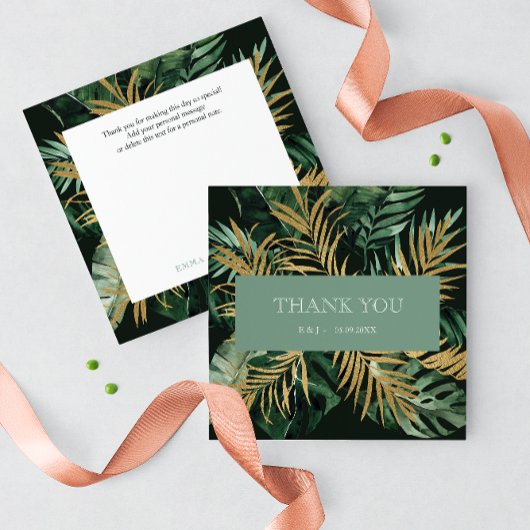 Carte feuille "Merci" verte Tropical chic Palm