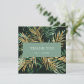 Carte feuille "Merci" verte Tropical chic Palm (Debout devant)