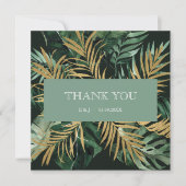 Carte feuille "Merci" verte Tropical chic Palm (Devant)