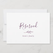 Carte Feuille minimale | Signal réservé aubergine (Dos)