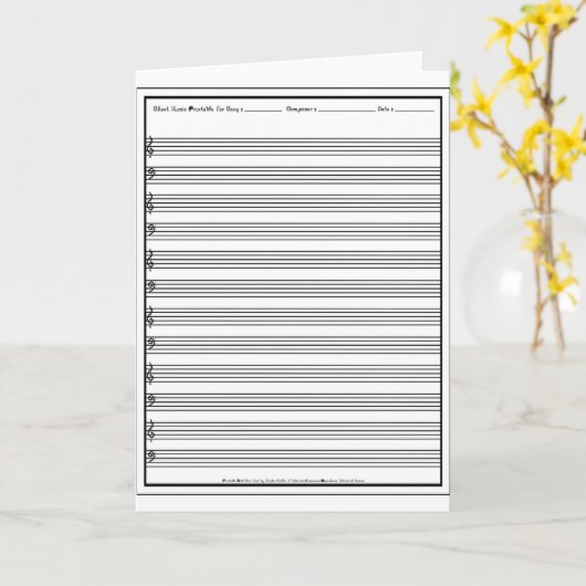 Carte Feuille Musique Manuscript Personnel Ligne Clé (Fleur jaune)