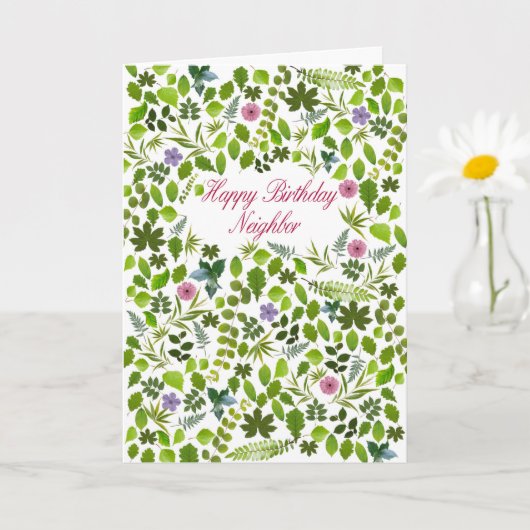 Carte Feuille séparée Anniversaire Voisin (Petite plante)