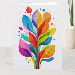 Carte Feuilles Arc-en-ciel Vibrantes Arbre Abstrait de l