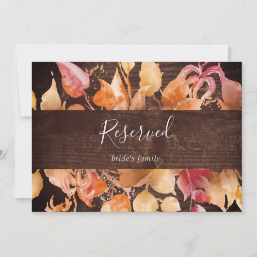 Carte Feuilles automnales | SIGNE RÉSERVÉ EN BOIS Brown  (Devant)