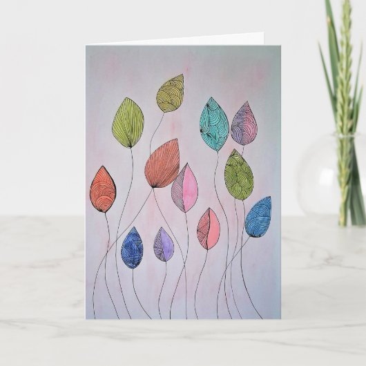 Carte Feuilles botaniques colorées (Devant)