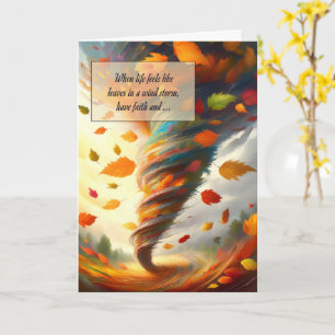 Carte Feuilles dans une tempête de vent ont foi encourag