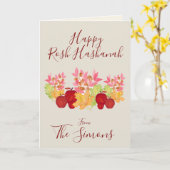 Carte Feuilles d'aquarelle peintes à la main Pommes Rosh (Fleur jaune)