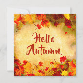 Carte Feuilles d'automne aquarelle rustique Bonjour l'au (Devant)