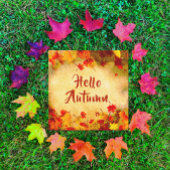 Carte Feuilles d'automne aquarelle rustique Bonjour l'au