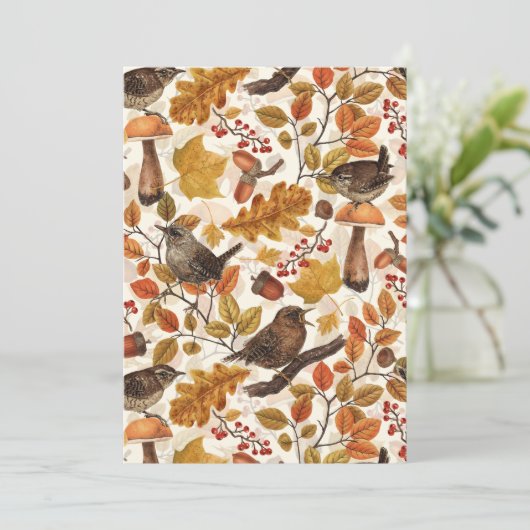 Carte Feuilles d'automne, baies, champignons et fleurs (Debout devant)