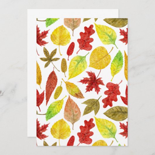 Carte Feuilles d'automne blanc (Devant / Derrière)
