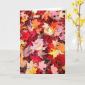 Carte Feuilles d'automne colorées (Fleur jaune)