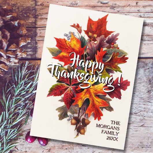 Carte Feuilles d'automne du Bon thanksgiving vintage