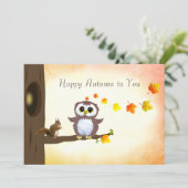Carte Feuilles d'automne & Écureuil Joyeux salutations d (Debout devant)