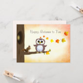 Carte Feuilles d'automne & Écureuil Joyeux salutations d (Devant/Arrière en situation)