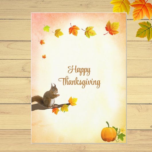 Carte Feuilles d'automne et salutations de Thanksgiving 