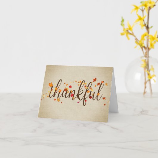 Carte Feuilles d'automne Merci (Fleur jaune)