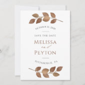 Carte Feuilles d'automne rustique Enregistrer la date (Devant)