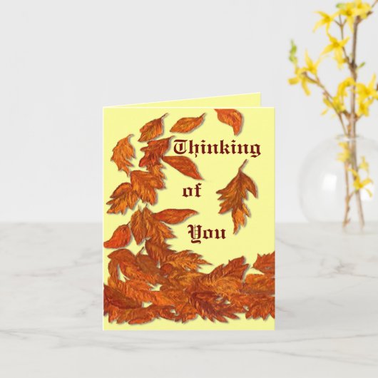 Carte Feuilles d'automne salutation (Fleur jaune)