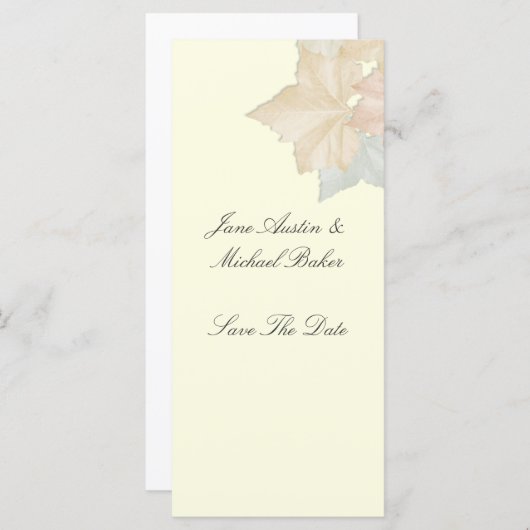 Carte Feuilles D'Automne, Un Mariage Enregistrer La Date (Devant / Derrière)