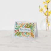 Carte Feuilles de couleur automne - Joyeux anniversaire  (Fleur jaune)