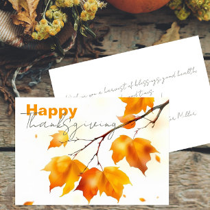 Carte Feuilles de érable sereines d'automne Joyeux Thank