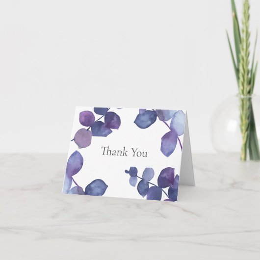 Carte Feuilles de eucalyptus de forêt violette Merci (Devant)