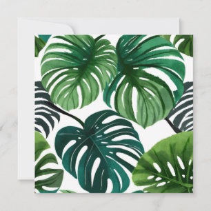 Carte Feuilles de Monstera Aquarelle Moderne Simple