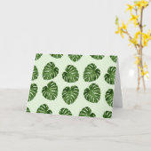 Carte Feuilles de palmiers, Feuilles verts, Motif tropic (Fleur jaune)