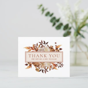 Carte Feuilles de Terracotta de l'Automne Blanc Fleur de