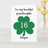 Carte Feuilles de trèfle vert Saint-Patrick 16e annivers (Fleur jaune)