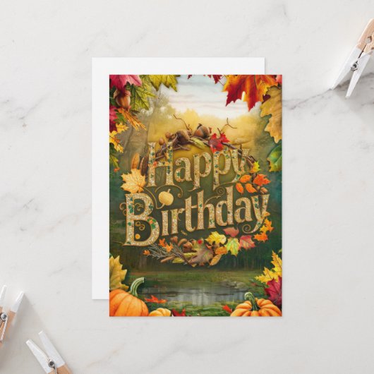 Carte Feuilles D'Érable Chaudes Automne automne Bonne An (Devant/Arrière en situation)