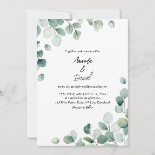 Carte Feuilles d'eucalyptus peintes à l'aquarelle