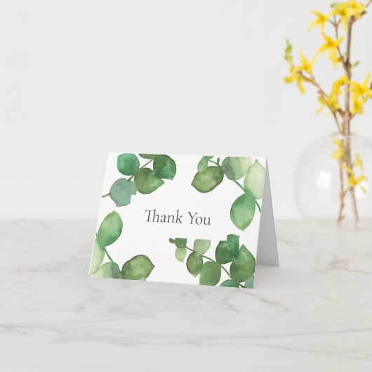 Carte Feuilles d'eucalyptus Végétal Merci (Fleur jaune)