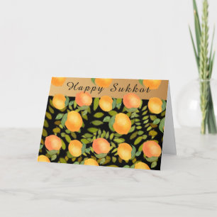 Carte Feuilles et citron de Sukkot heureux
