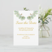CARTE FEUILLES EUCALYPTUS ENREGISTRER LA DATE (Debout devant)