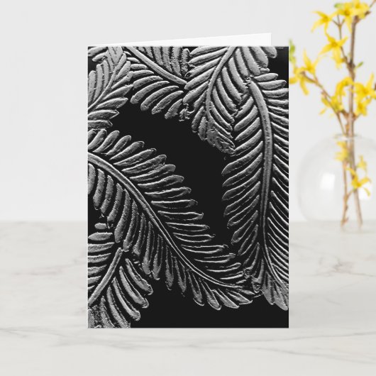Carte Feuilles noirs et blancs (Fleur jaune)