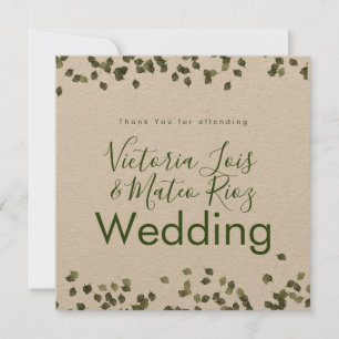 Carte Feuilles qui tombent Merci Mariage rustique