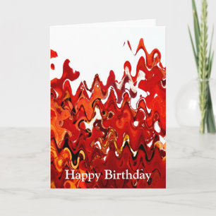 CARTE FEUILLES ROUGES VIBRANTES ABSTRAITES